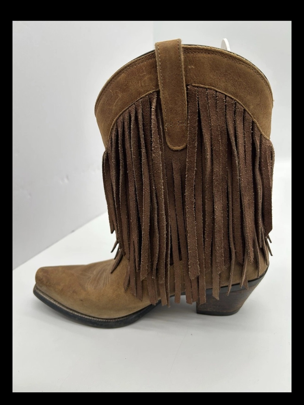 Ariat Gold Rush Brown Suede Fringe Western Boots size 7.5 - Picture 4 of 8